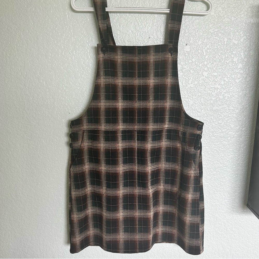 plaid overall dress